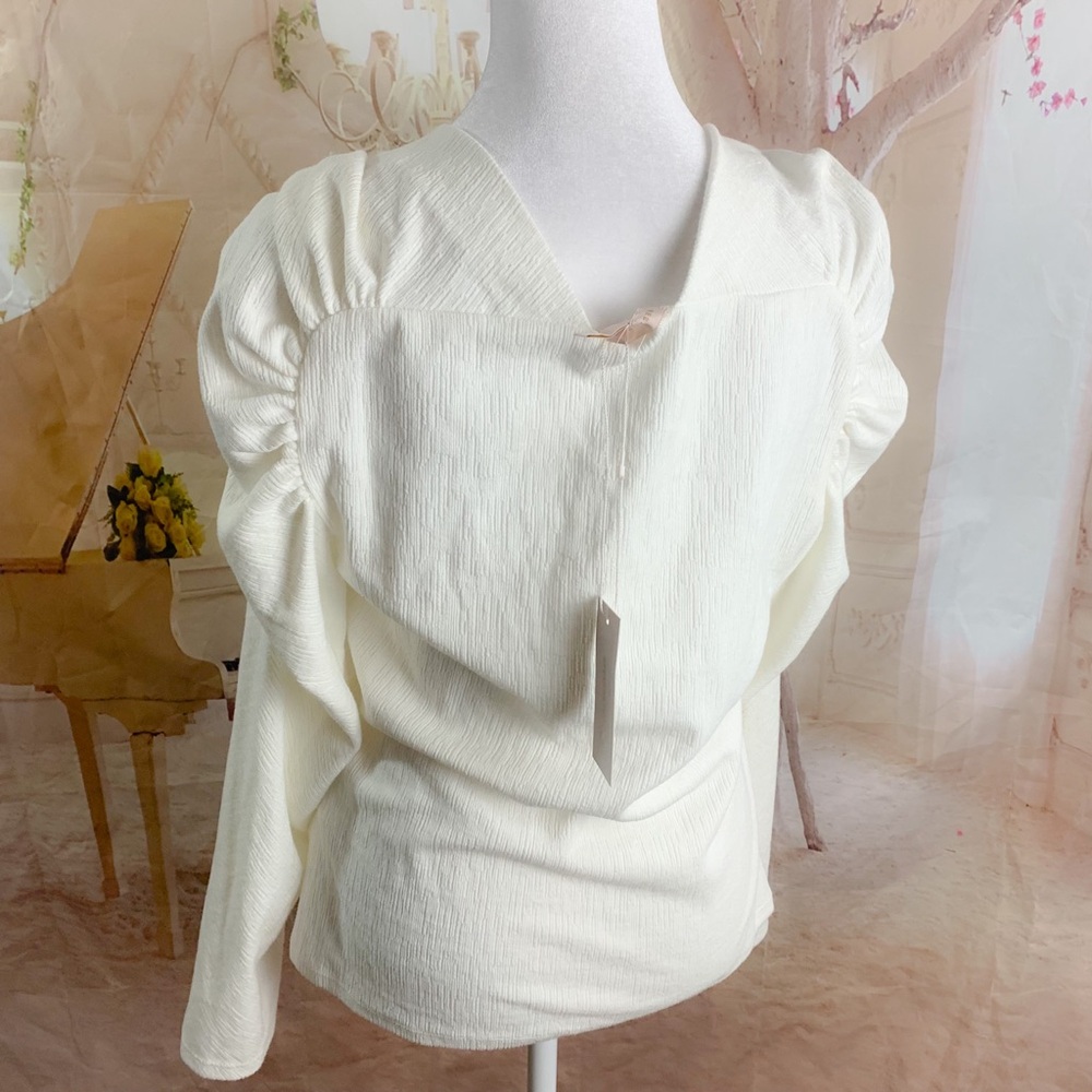 NEW Rebecca Taylor knit top with shirred shoulders - Picture 6 of 9